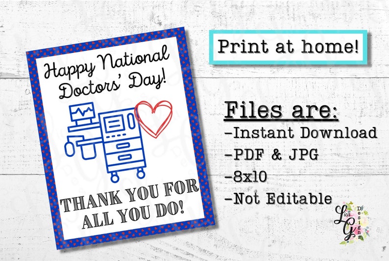 Doctors Day Printable Sign Instant Digital Download Teamwork ...