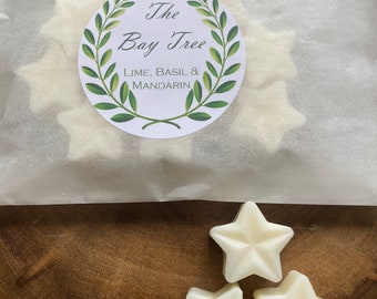 Hand poured LIME BASIL & MANDARIN star soy wax melts / natural soy wax melts / soy wax / eco friendly / scented wax melts / vegan