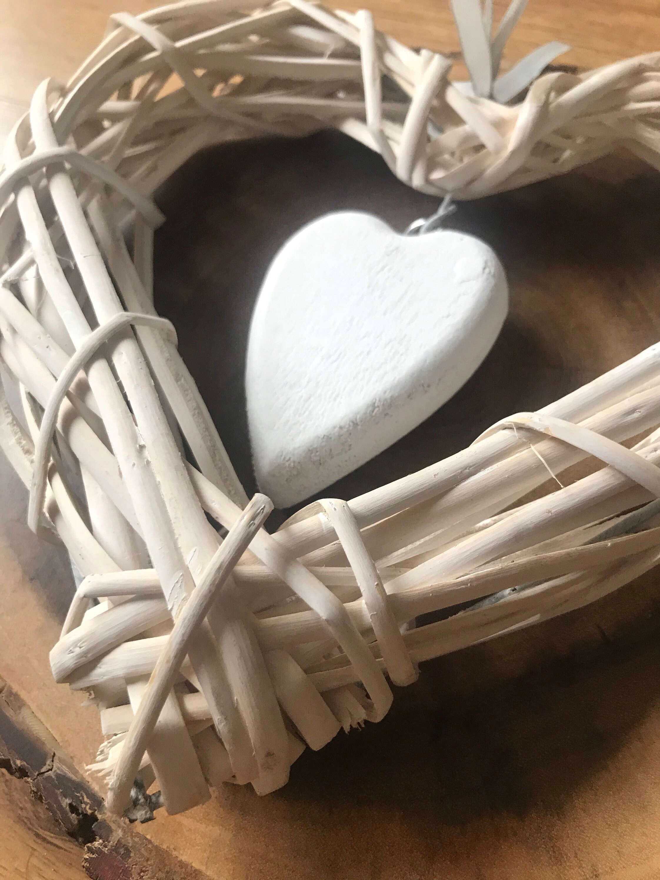 Pink Wicker Heart / Real Bay Leaves / Wheat / decorated wicker Etsy