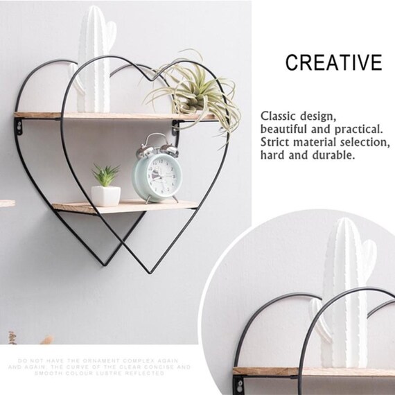 50x50x19cm Heartshaped Shelf Storage Iron Art Wooden Retro Etsy