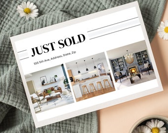 Real Estate Postcards | Just Sold Postcard | Realtor Farming Postcard | Real Estate Marketing | Editable | Canva | Instant Download