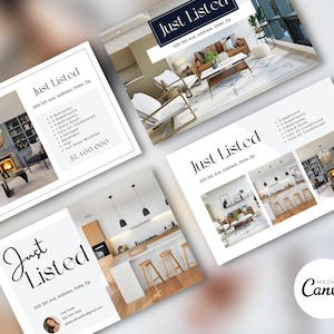 10 Real Estate Just Listed Postkarten & Facebook Posts, Sofortiger Download, Immobilienmarketing, Maklerpostkarten, Canva editierbar
