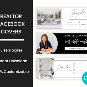 Realtor Modern Facebook Covers | Realtor Marketing | Facebook Cover Template | Canva Template | Real Estate Branding | Facebook Timeline |