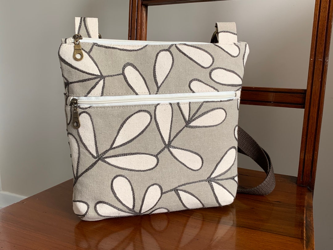 Fabric Cross Body Bag / Beige and Cream Fabric Bag / Etsy