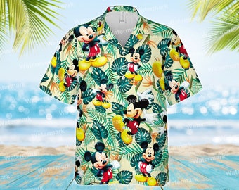 Mickey Mouse Hawaiian Shirt, Swim Trunk With Mickey Mouse, Disney Trip Summer Hawaiian Shirt, Disney Bathing Suit, Hawaiian Outfits.