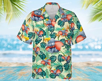 Dumbo Hawaiian Shirt, Swim Trunk With Dumbo, Disney Trip Summer Hawaiian Shirt, Disney Bathing Suit, Family Trip Hawaiian Outfits.
