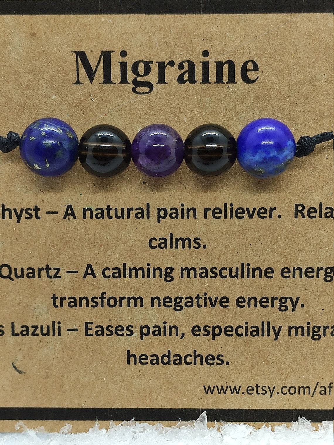 Crystals for Migraine Relief Beaded Bracelet Amethyst Smoky Etsy