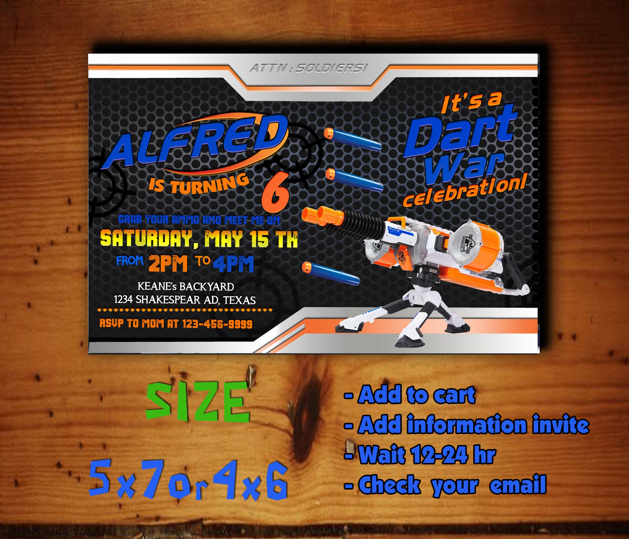 Nerf Invitation Nerf Birthday Nerf Party Nerf Card Etsy