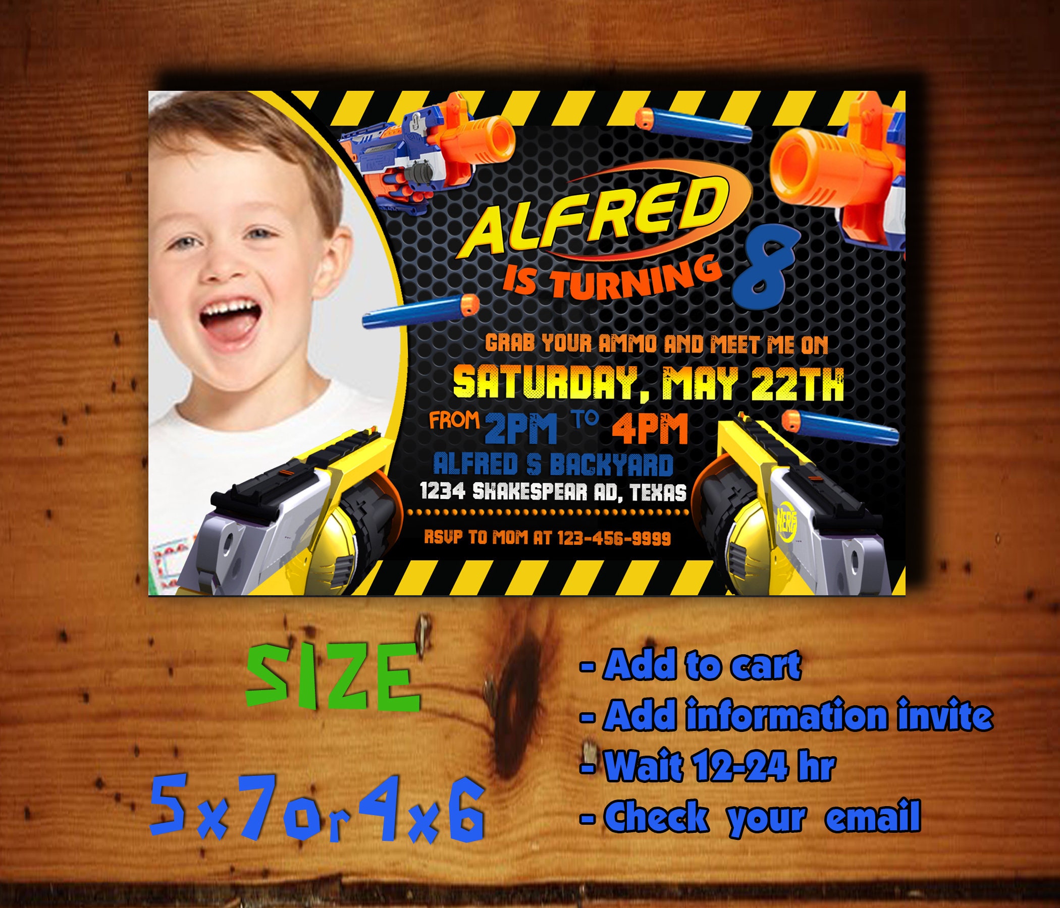 Nerf Invitation Nerf Birthday Nerf Party Nerf Card | Etsy