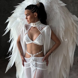 Ermis Shoulder Top. Macrame top, Rave outfit, Burning man, Festival outfit for women, Boho top, Festival top. Skirt and bra NOT INCLUDED