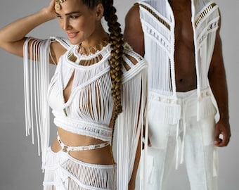 Nefeli Macrame Crop Top: Boho Festival Outfit, Coachella Style Woman, Bohemian Dress