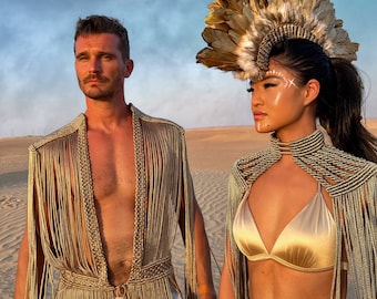 Débardeur spartiate pour homme : tenue de festival faite main Burning Man, tenue bohème rave, costume grec