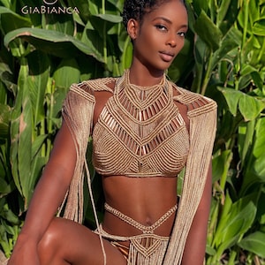 Helen of Troy Top. Festival outfit, Rave outfit, burning man outfit, Macrame top, Boho top, Festival top, Bohemian top. SKIRT NOT INCLUDED