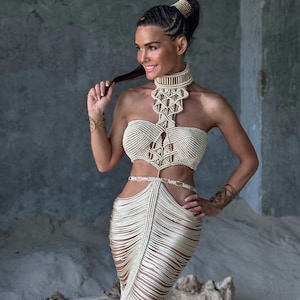 Alexandra Dress. Festival clothing, Macrame dress, Festival outfit women, Rave outfit, Rave girl, Boho dress, Bohemian dress, burning man.