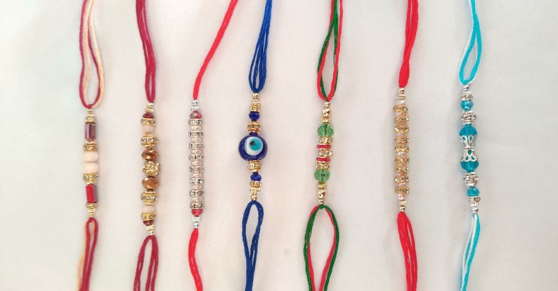 Rakhies Rakshabandhan Multiple Thread Rakhis With Beads and Stones and ...