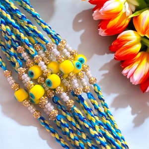 Handmade designer 12 pcs cotton Rakhi brother sister fast colour bracelet raksha bandhan