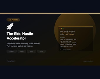125+ AI Prompts für Etsy Verkäufer & Side Hustles | Produktlisten Seo Tags E-Mail Marketing
