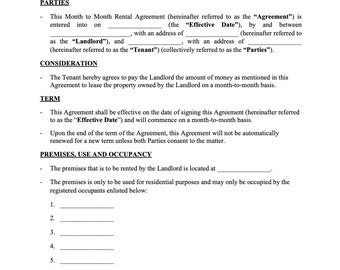 Monatliche Mietvertrag Vorlage (PDF & Word)