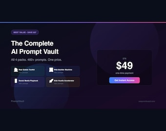 460+ AI Prompt Bündel | ChatGPT Prompts für Business Real Realgate Social Media Etsy Webdesign