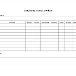 Employee Work Schedule. Pdf/google Docs. Employee Time Sheet. Employee ...