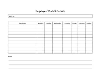 Vorlage für den Arbeitszeitplan eines Mitarbeiters, bearbeitbare Stundenliste (PDF)