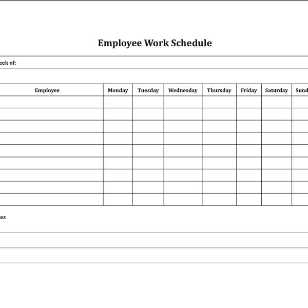 Employee Schedule Template Etsy Employee Schedule Template Etsy