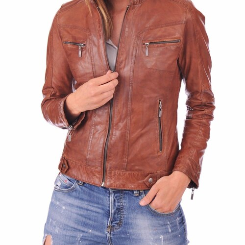 Women's Slim Fit Leather Jacket Genuine Lambskin Leather - Etsy