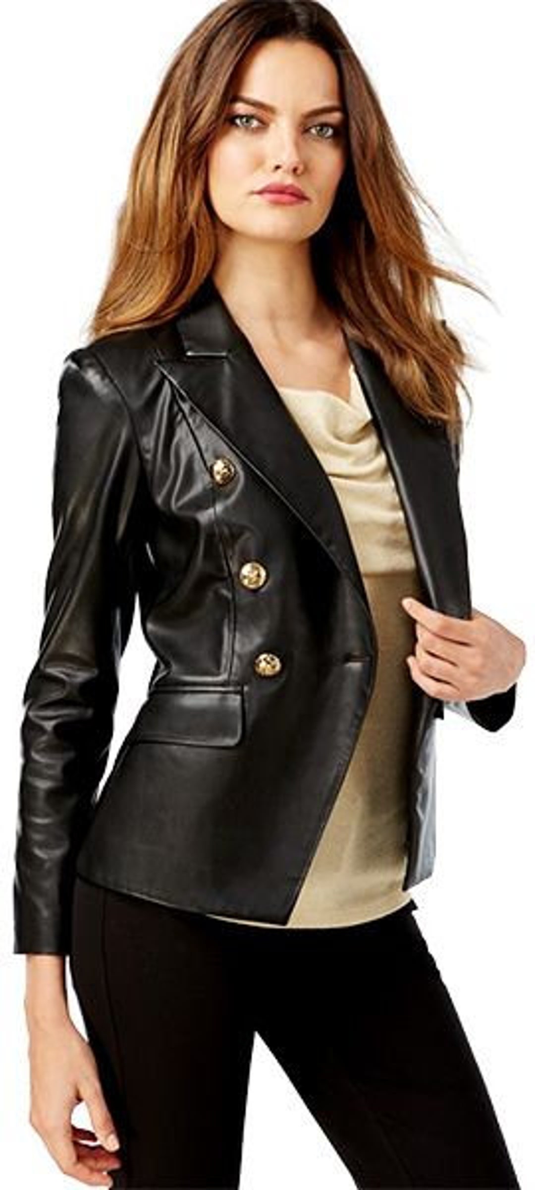 Women Black Slim Fit Blazer Real Leather Coat Women Biker Etsy