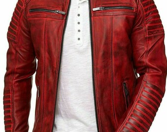 Men's Vintage Black Strap Pocket Slim Fit Black Biker Genuine Leather Jacket Men's Vintage Black Strap Pocket Slim Fit Black Biker Genuine Leather Jacket