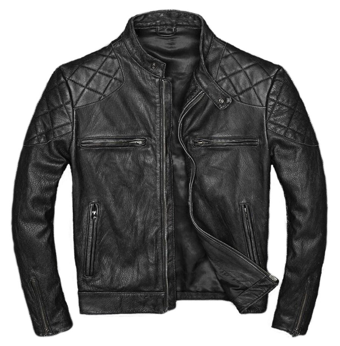 Men's Handmade Motorcycle Classic Black Slim Fit Biker Etsy Denmark