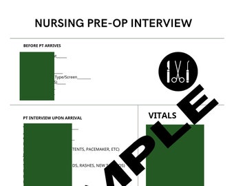 Nurse Pre-Op Questions/Interview Cheat Sheet for Pre-Op Nurses