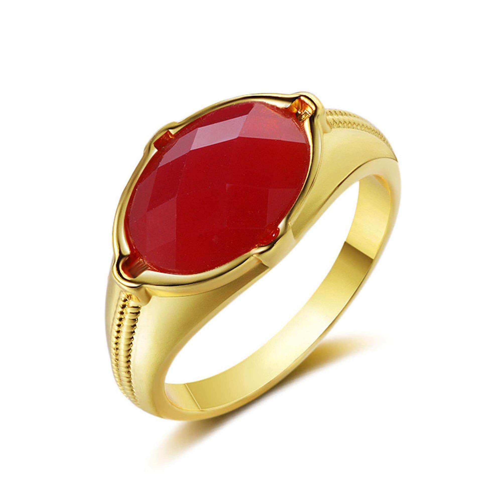 Panchaloha/Impon red coral/Pavazham stone ring for Men and Women Alloy  Coral Ring