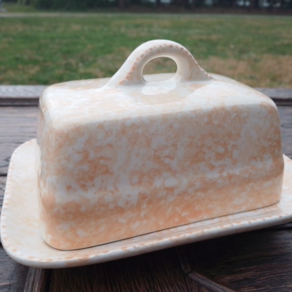 Papaya Shibori Hand painted Butter Dish