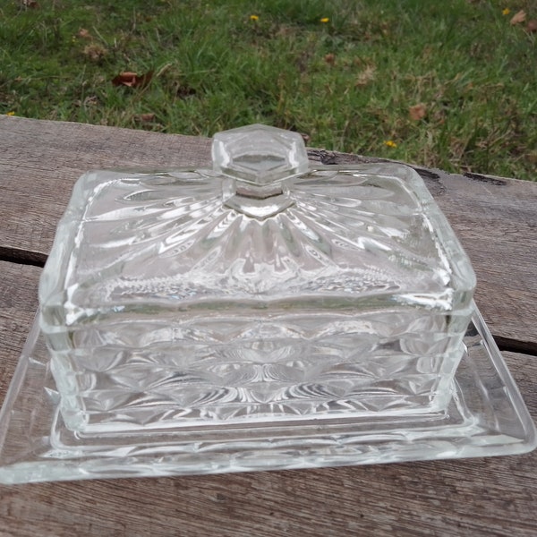 Glass Butter Dish Art Deco Etsy UK