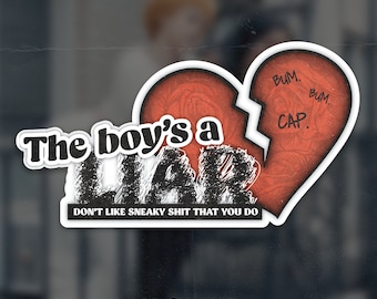 The Boy's a Liar - Ice Spice & PinkPantheress - Song Lyrics - Sticker or Magnet - TikTok Music Inspired - Gift  - thatshitslaps.stickers