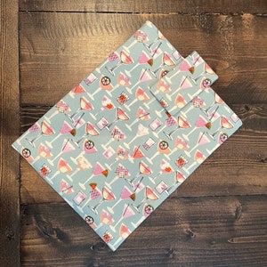 Book sleeve or tablet protector - padded- journal sleeve- retro cocktails, martini, vacation