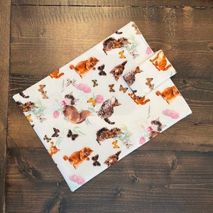 Book sleeve or tablet protector - padded- journal sleeve- playful kittens, cats, sweet kitties and butterflies print