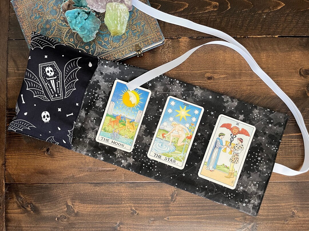Tarot Wrap Bag Pouch - Bat Coffin, Ribbon Tie, Tarot Mat - Etsy