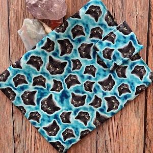 Book sleeve protector - padded with magnetic snap closure- Black cats