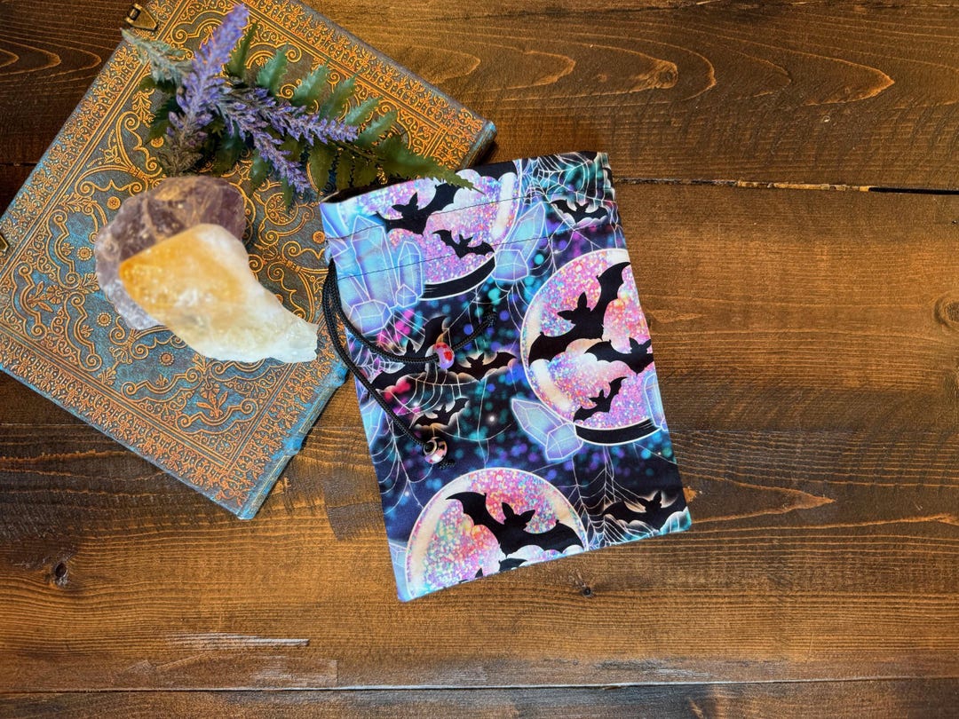 Tarot Card Tarot Deck Bag Drawstring Pouch - Bats, Crystal Ball ...