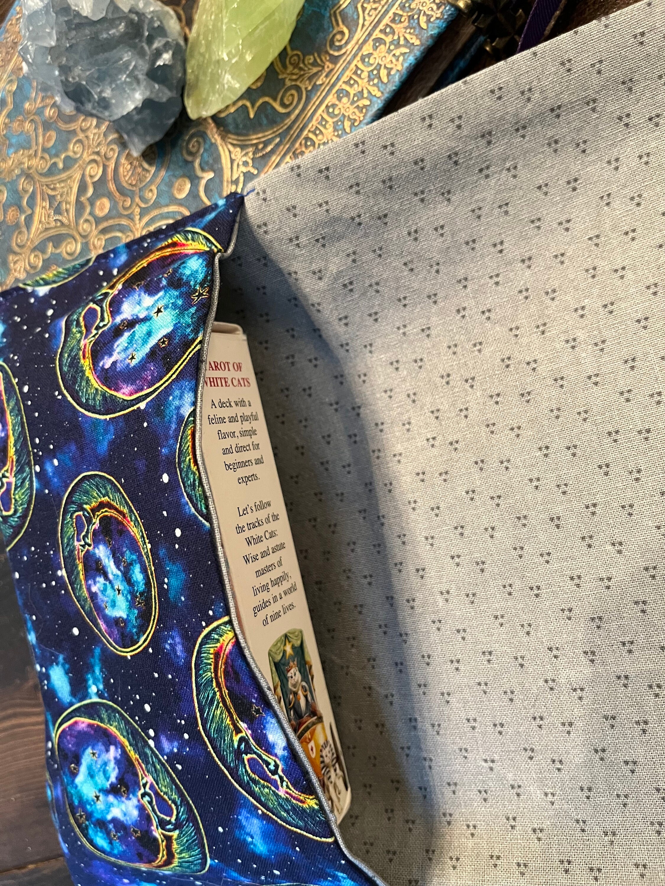 Tarot Wrap Bag Pouch - Vibrant Blue Galaxy Man in the Crescent Moon ...