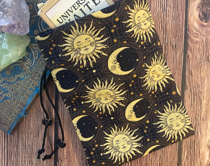 Tarot Card Tarot Deck Bag Drawstring Pouch Golden Suns and Moons - Etsy