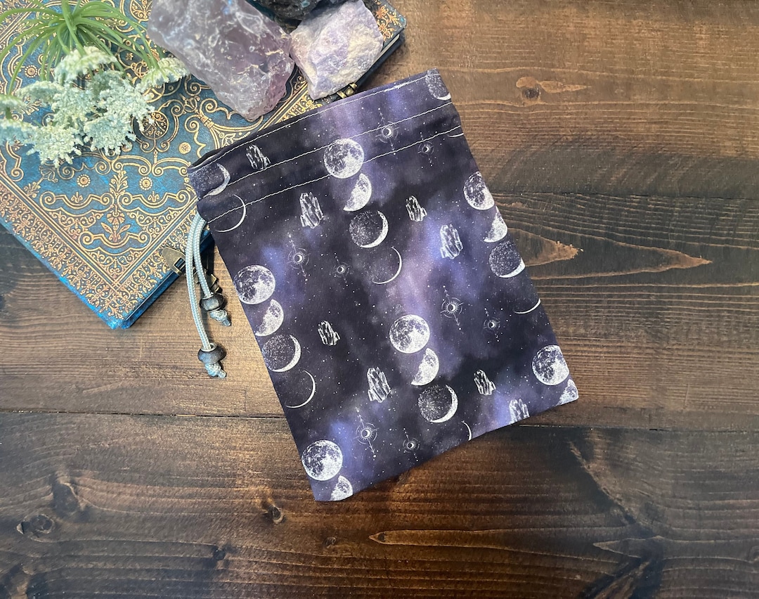Tarot Card Tarot Deck Bag Drawstring Pouch - Gray With Purple Lavender ...