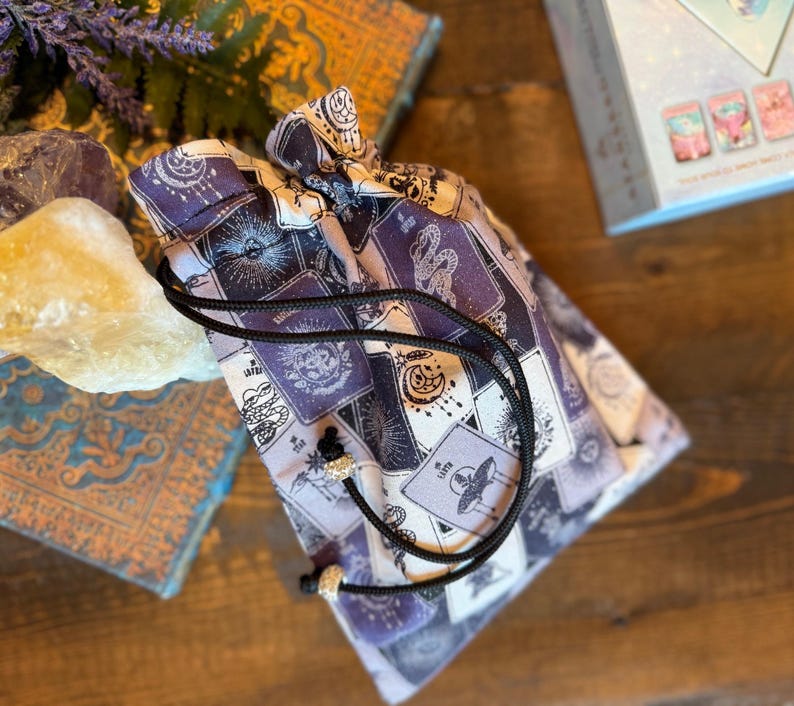 Tarot Card Tarot Deck Bag Drawstring Pouch - Purple Glitter Tarot Cards ...