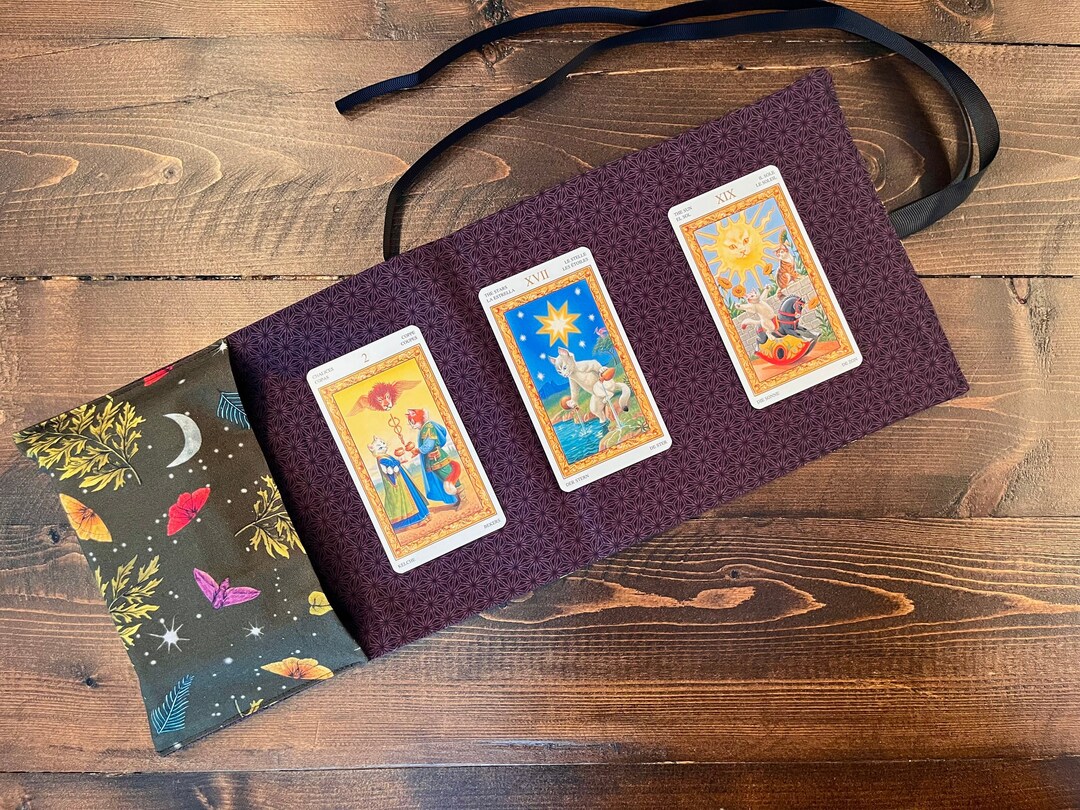 Tarot Wrap Bag Pouch Olive Green, Purple, Fall Colors With Moths ...