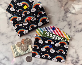 Rainbows FU, swear word, rude, sweary, cuss word Mini Snap Wallet Card Holder
