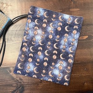 Large Size - Oracle Card, Tarot Card Tarot Deck Bag Drawstring Pouch - soft blue moons with beige moons, moon phases
