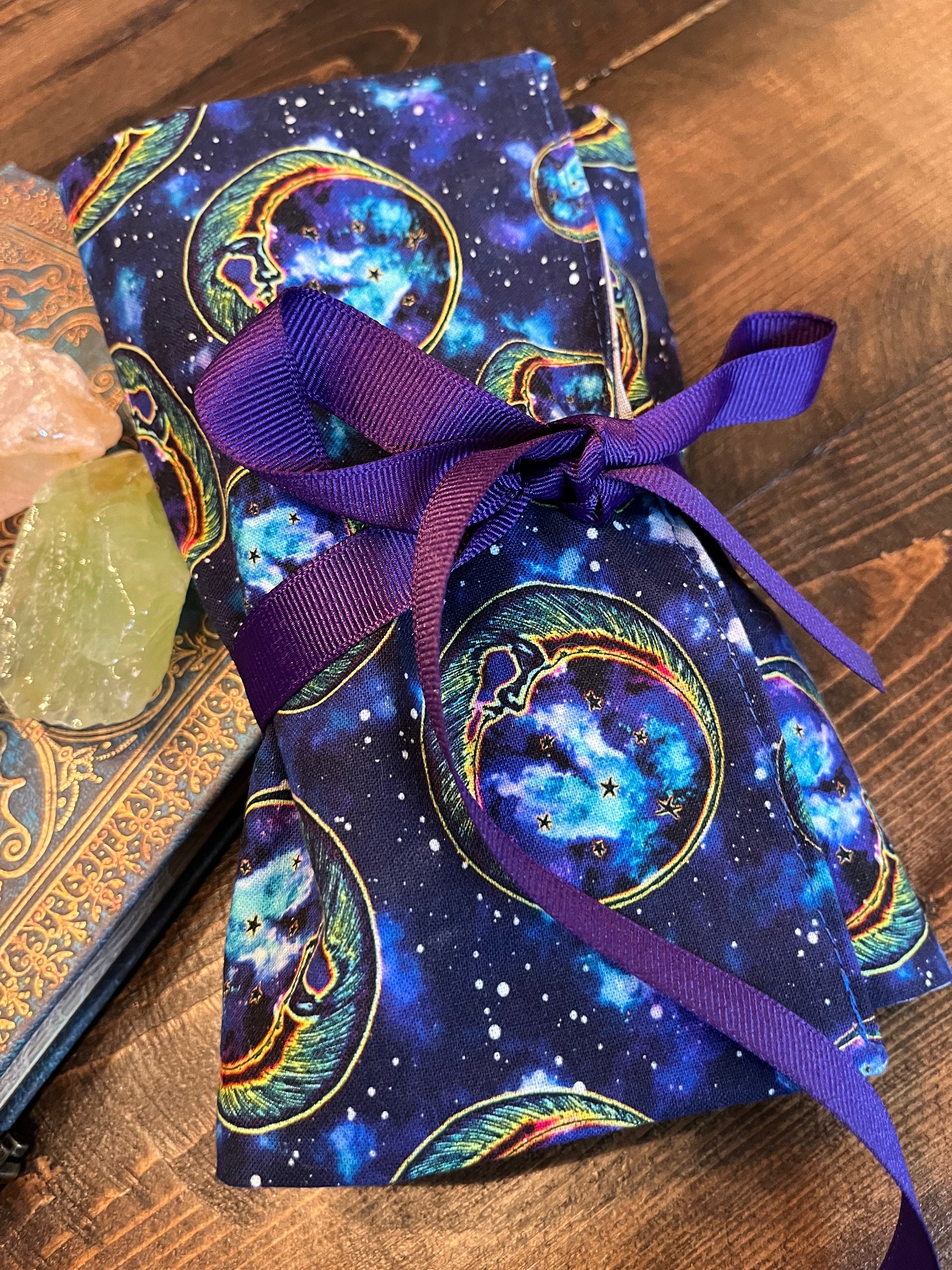 Tarot Wrap Bag Pouch - Vibrant Blue Galaxy Man in the Crescent Moon ...