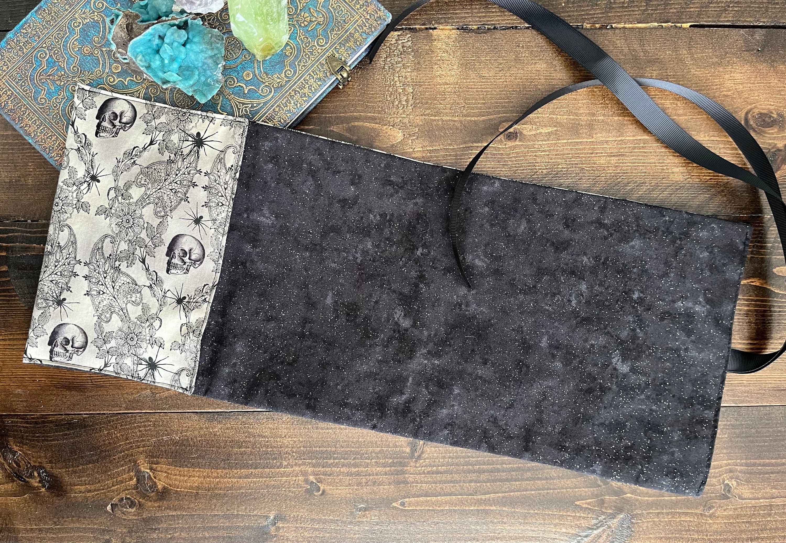 Tarot Wrap Bag Pouch With Tie - Skulls and Lace, Ribbon Tie, Tarot Mat ...