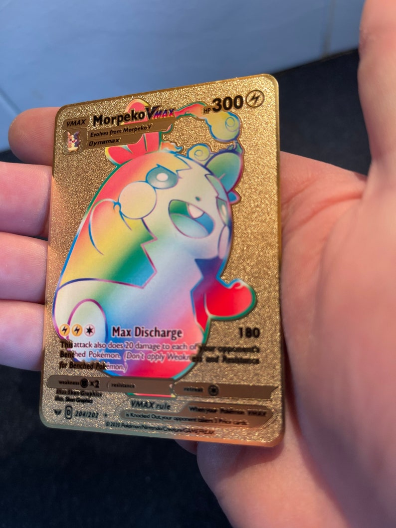 Rainbow Gold Metal Pokemon Card Morpeko Vmax Card Etsy
